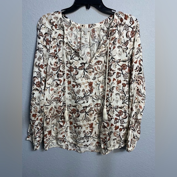 Lucky Brand - Boho Floral Tasseled Top NWOT - Picture 1 of 9